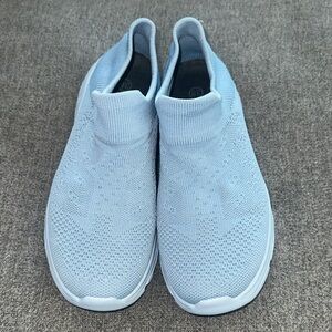 Light Blue Knit Slip-On Sneakers